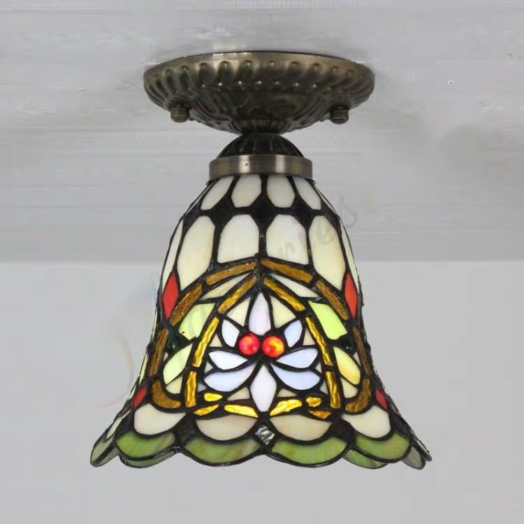 ステンドグラス．ペンダントライト豪華天井照明ステンドグラスランプ ガラス工芸品 電源直結タイプ