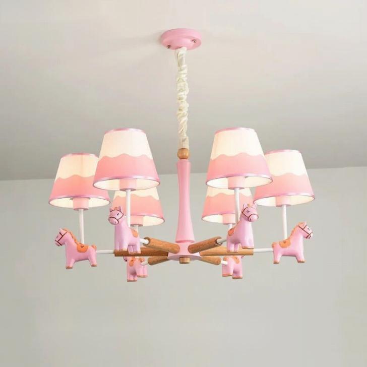 Vaulted Ceiling - ペンダントライト．洋風照明 シャンデリア 北欧デザイン シーリングライト不可 天井照明 6灯 ピンク 電源直結タイプ