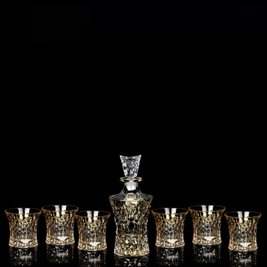 高級デカンタとグラスセット ガラス食器ウイスキーグラス ロックグラス 7点セット
