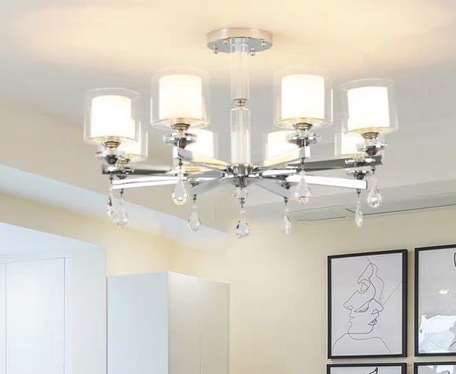 Pendant Lamps - 高級天井水晶照明 ペンダントライト 洋風照明．シャンデリア 北欧デザイン シーリングライト不可 8灯