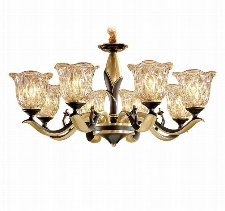 Pendant Lamps - 銅.高級ペンダントライト．洋風照明 シャンデリア 北欧デザイン シーリングライト不可 天井照明 8灯 電源直結タイプ