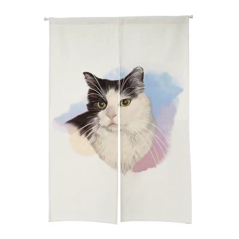 のれん 暖簾 猫雑貨 間仕切り ．幅80x丈120cm