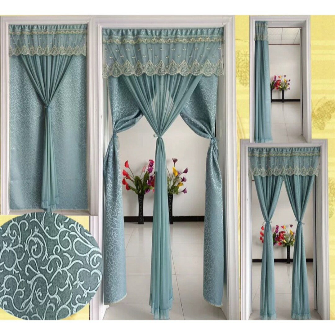 のれん ロング レース フラワー柄 姫系二重タイプ 暖簾 間切り レース姫系雑貨