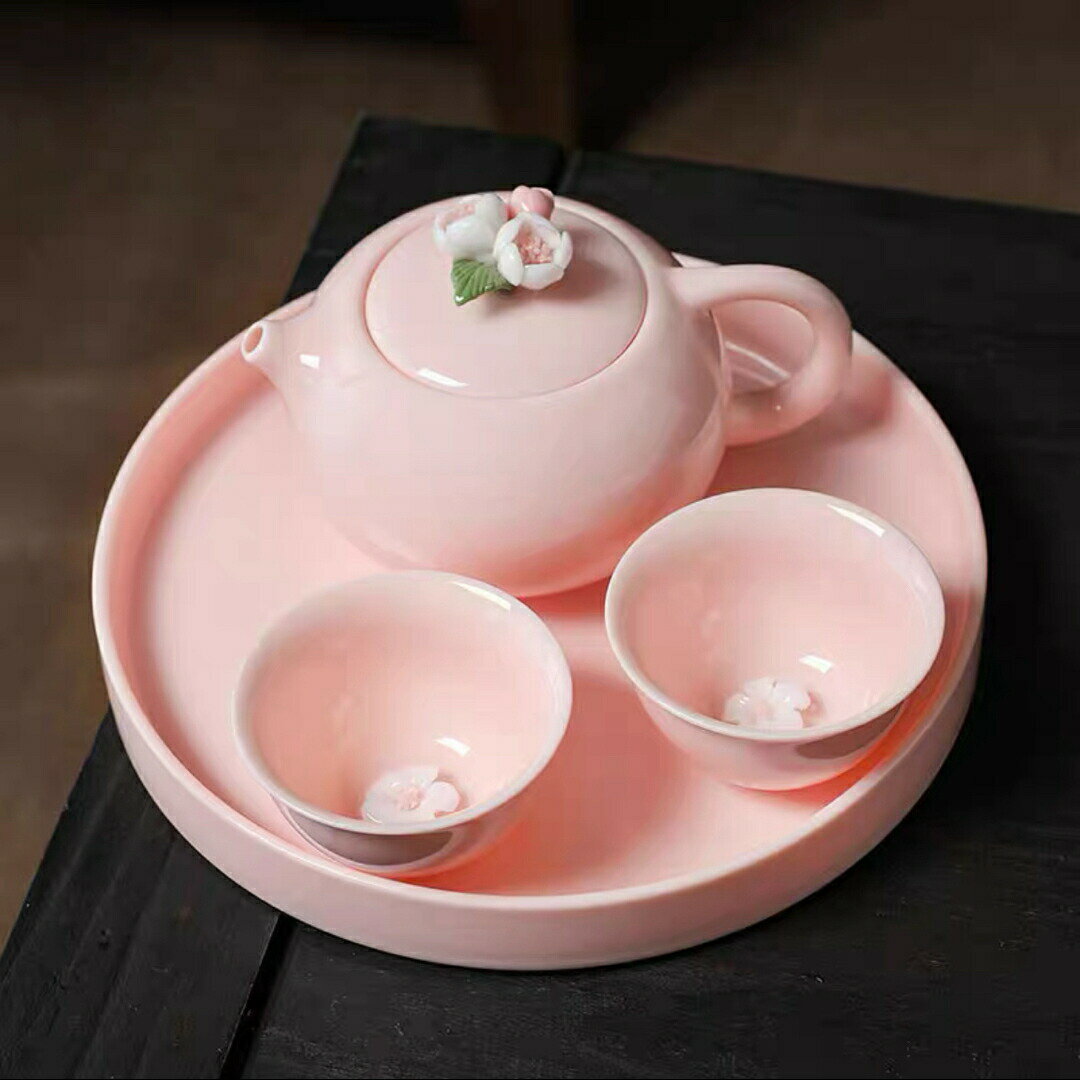 Other - 2客茶器揃 茶器セット お茶 立体の花　陶器 湯呑み 急須茶器セット