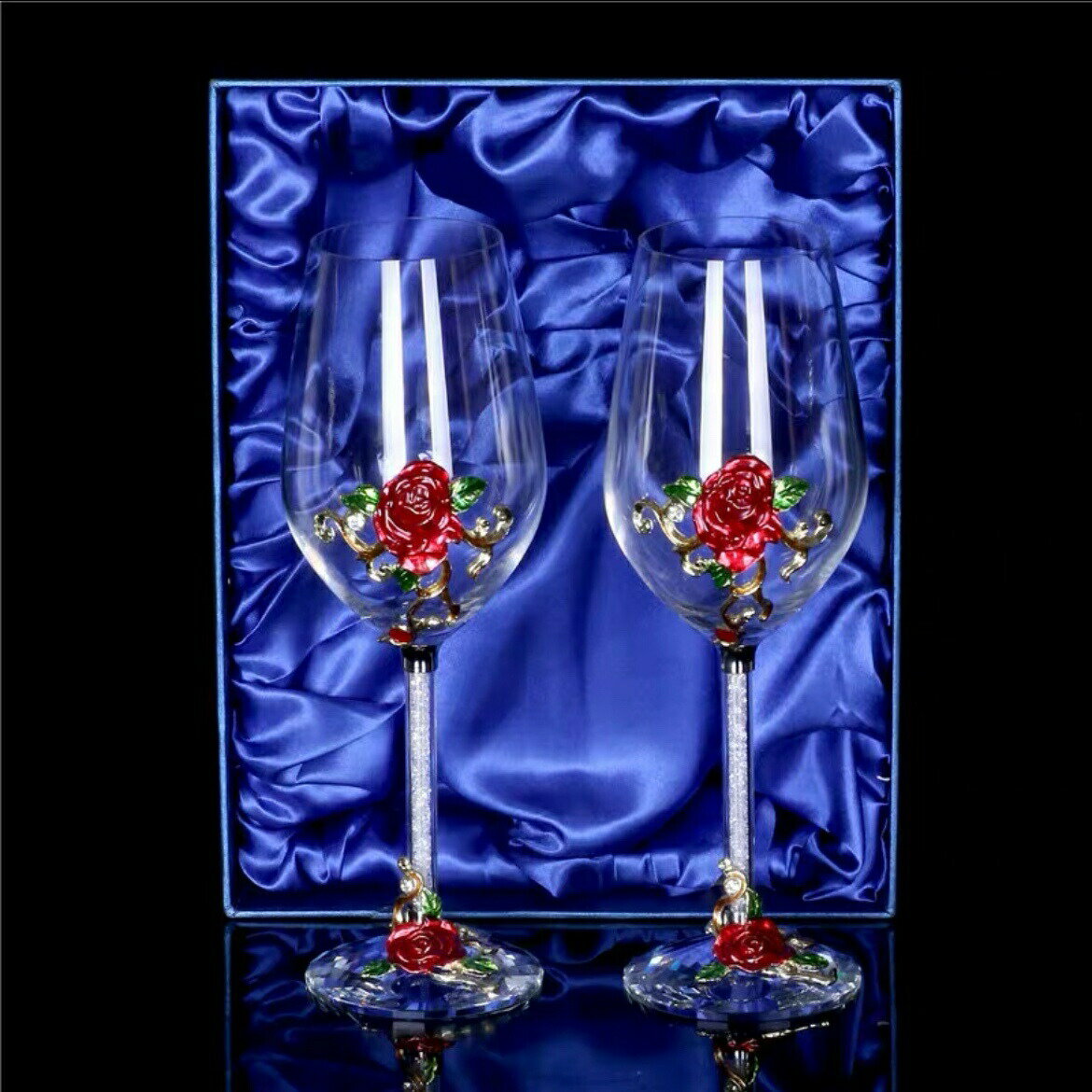 楽天Sinessy 楽天市場店薔薇花柄 高級ワイングラス ペア 2点シャンパン グラス キラキラ