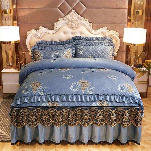 ベッド用品4点セット掛け布団カバー 枕カバー ベッドパッド ワイドダブルサイズ