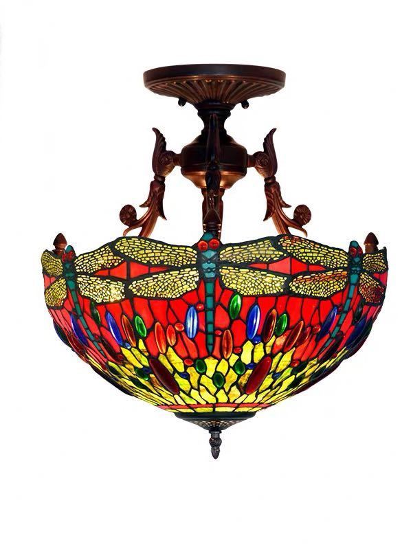 ステンドグラス ペンダントライト豪華天井照明ステンドグラスランプ ガラス工芸品 電源直結タイプ