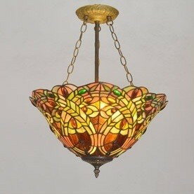 ステンドグラス．ペンダントライト豪華天井照明ステンドグラスランプ ガラス工芸品 電源直結タイプ