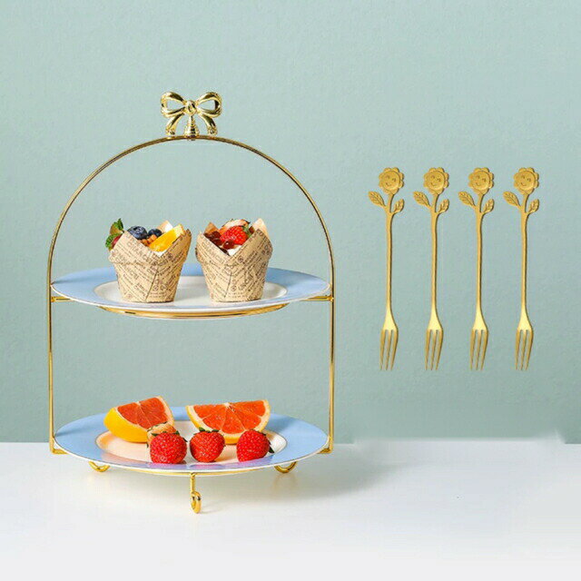 ケーキ スタンド プレート 2段セット アフタヌーンティー フルーツ トレー 皿