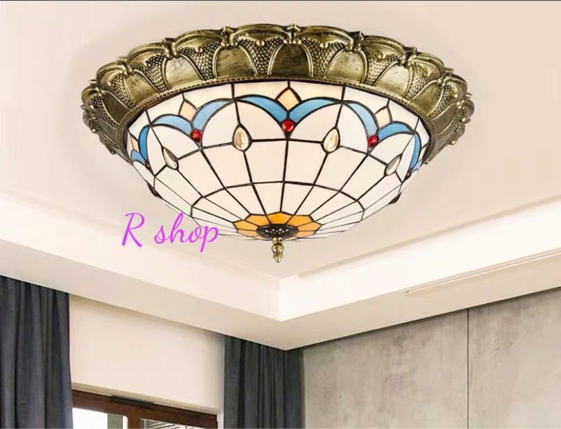 天井照明ステンドグラスランプ ．ペンダントライト ガラス工芸品 ステンドグラス 電源直結タイプ