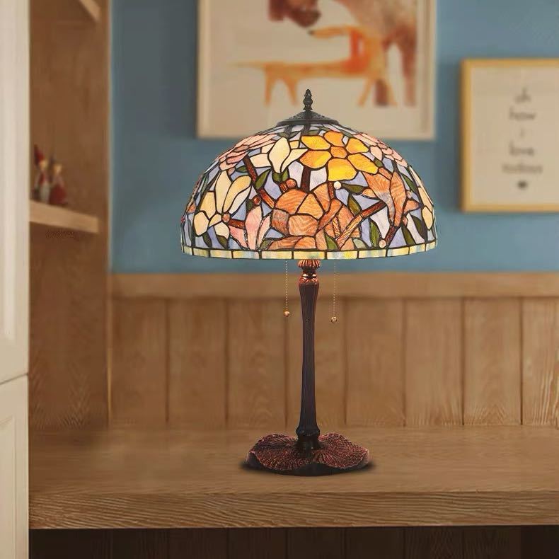 ステンドグラスランプ 卓上スタンド 豪華テーブルランプ 卓上照明 ガラス工芸スタンド 高さ61cm