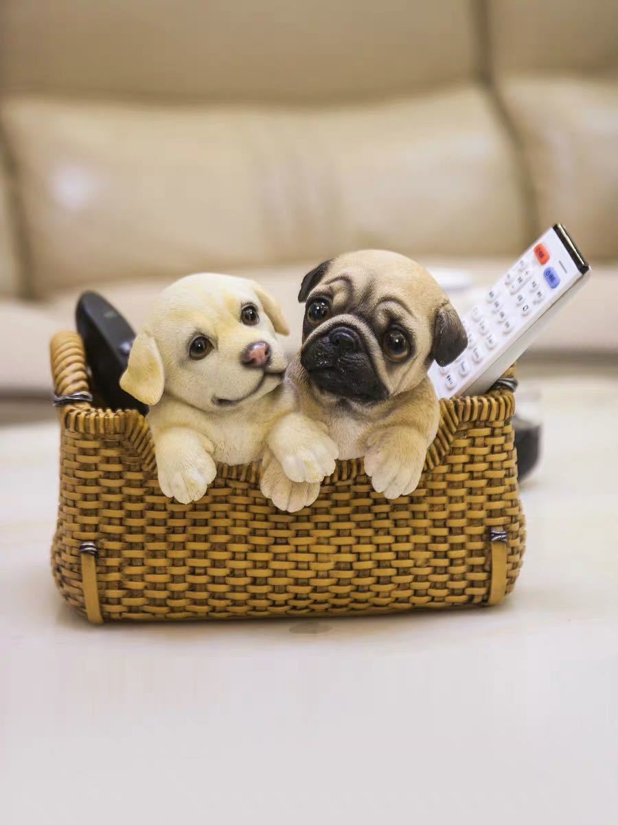 パグ 置物 小物入れドッグ 犬 収納ボックス かご 小物入れ [3]