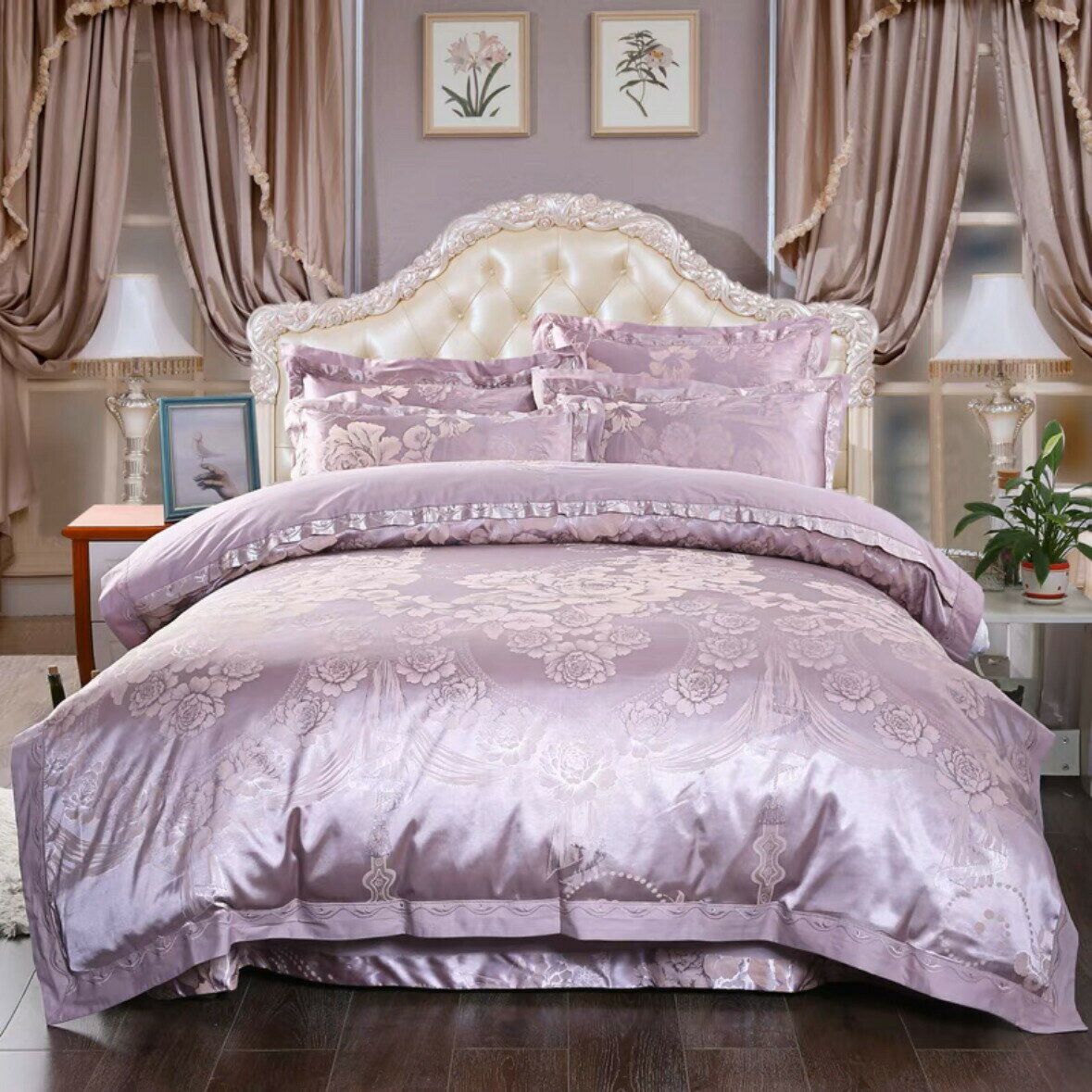 高級ワイドダブル ベッド用品4点セット． 寝具 ボックスシーツ　枕カバー掛け布団カバー ベッドカバー 別サイズあり