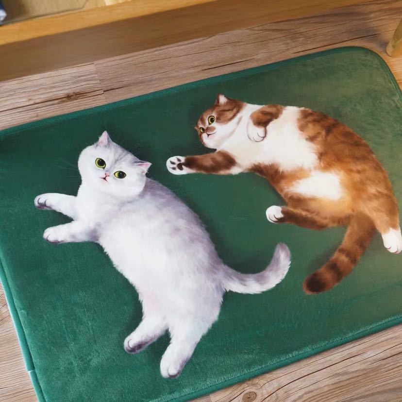 Character Pattern - ★リビングマット ★ 玄関マット カーペット ラグマット 滑り止め★ 45x70cm 猫雑貨