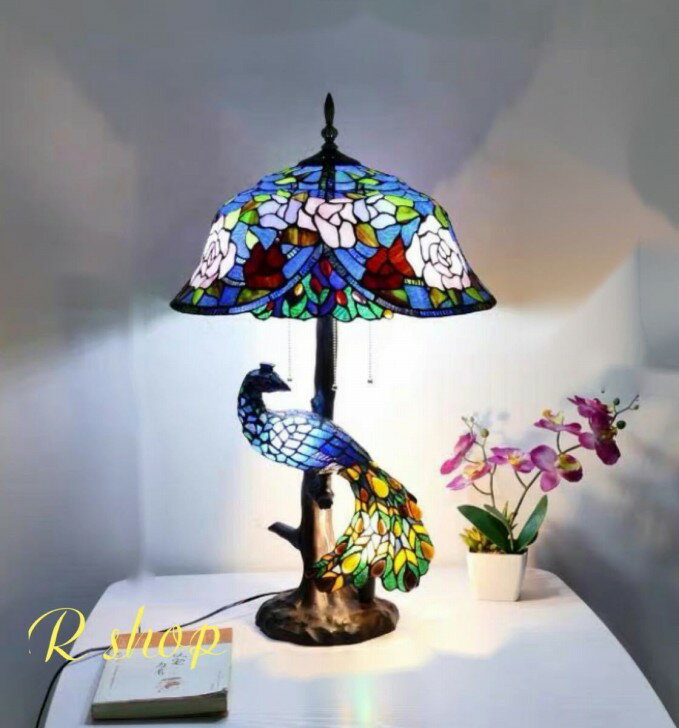 Stained Glass - 高級ガラス工芸スタンド ．ステンドグラスランプ 卓上スタンド 豪華テーブルランプ 卓上照明