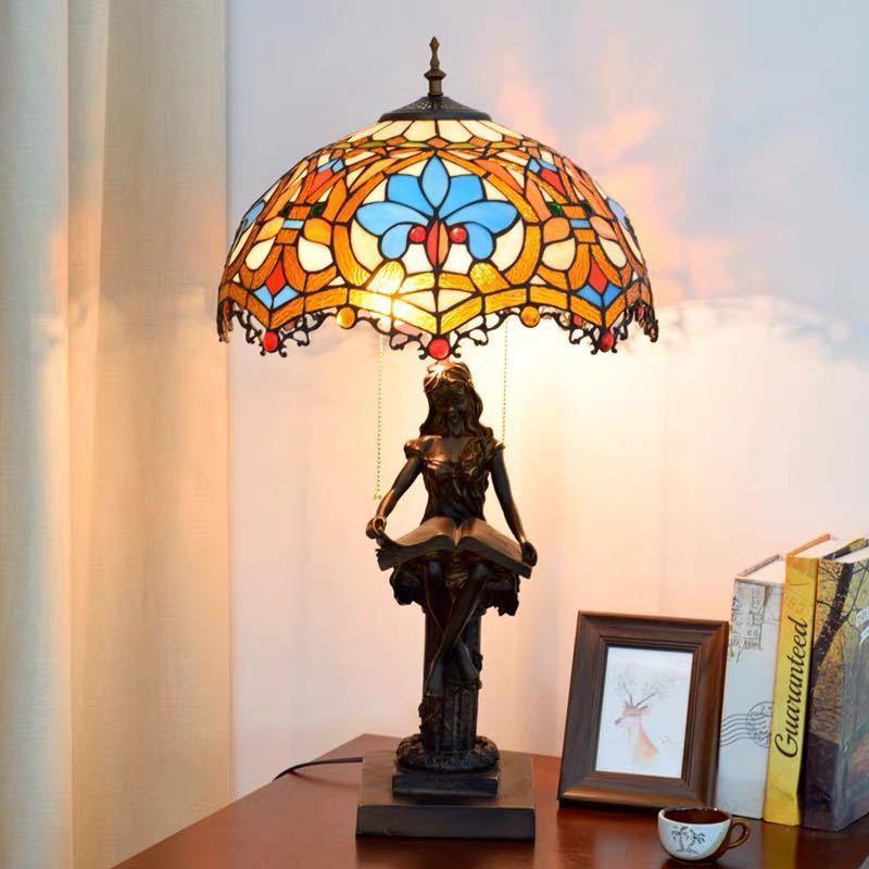 ステンドグラスランプ 卓上スタンド 豪華テーブルランプ 卓上照明 ガラス工芸スタンド
