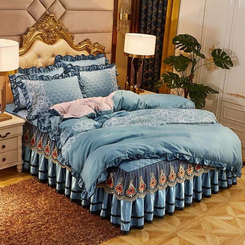 高級ワイドダブル ベッド用品4点セット ．寝具 ボックスシーツ　枕カバー掛け布団カバー ベッドカバー ..