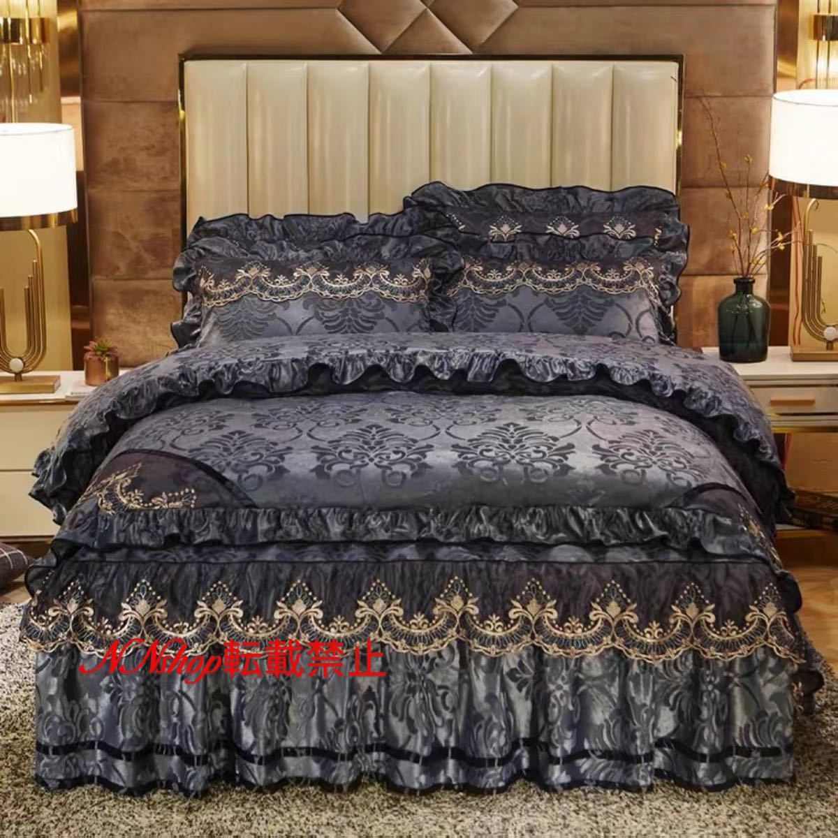 高級ワイドダブル ベッド用品4点セット 寝具 ボックスシーツ　枕カバー掛け布団カバー ベッドカバー 別サイズあり(3.0)