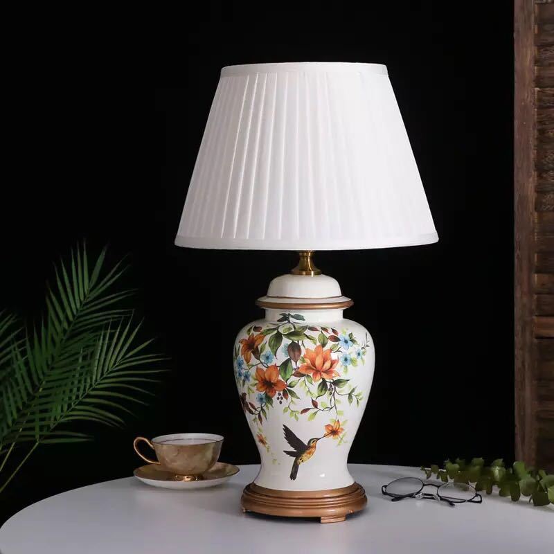 照明スタンドライト テーブルランプ デスクライト 卓上ステンド 高級陶器ステンド