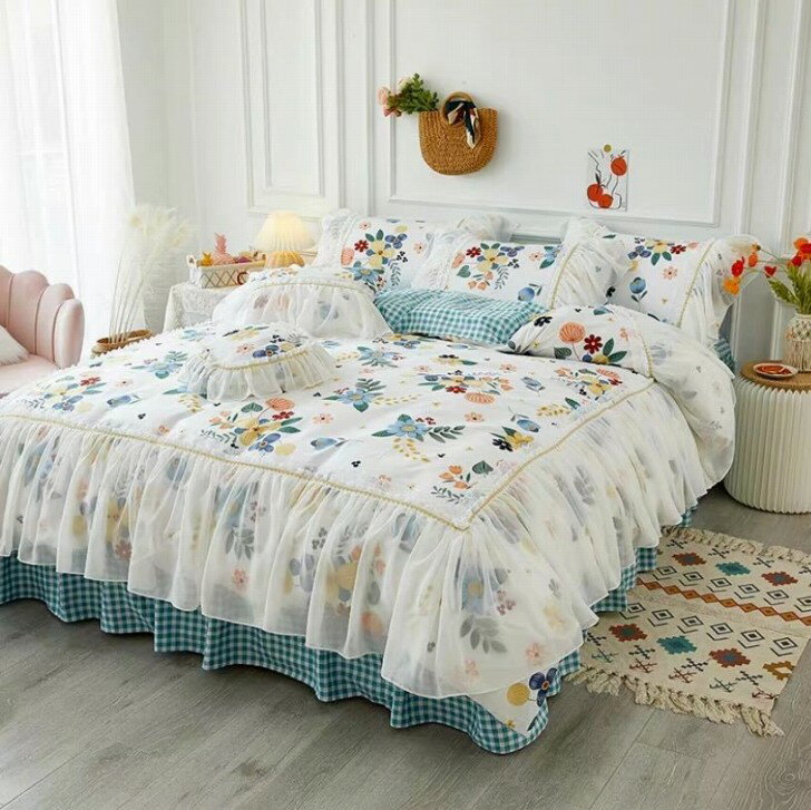 ワイドダブル ベッド用品4点セット ．寝具 ボックスシーツ　枕カバー掛け布団カバー ベッドカバー