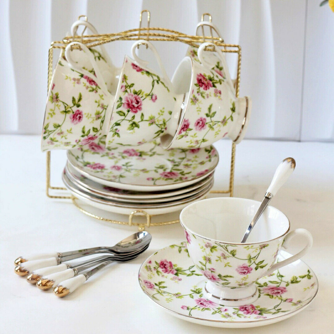 ティー・コーヒーカップセット カップ＆ソーサー6客セット ．陶磁器ティーセット Sinessy 楽天市場店 新生活用品