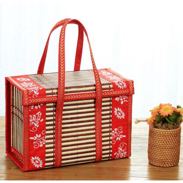 手作り竹編み竹製品収納ボックス Mサイズ新品