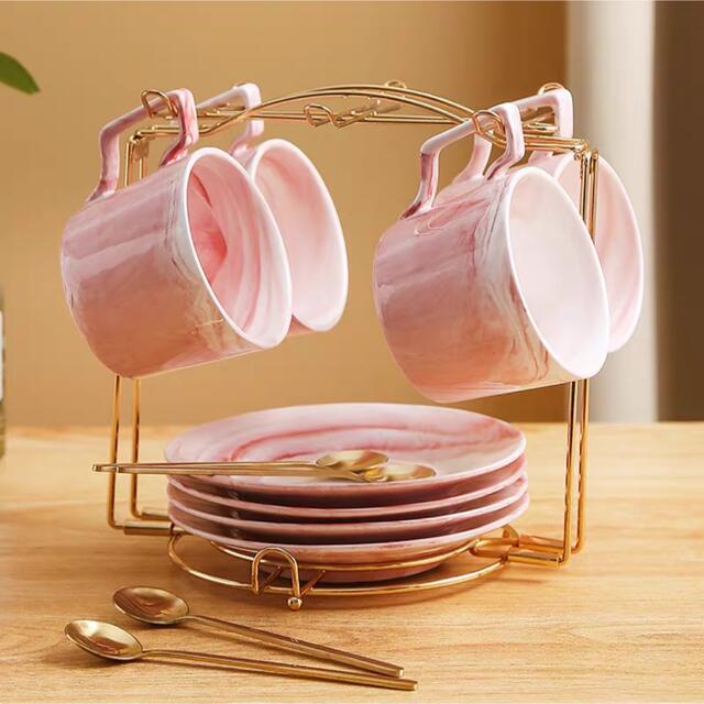 ティー・コーヒーカップセット カップ＆ソーサー4客セット ．陶磁器ティーセット