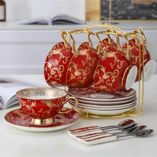 ティー・コーヒーカップセット カップ＆ソーサー6客セット ．陶磁器ティーセット