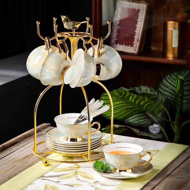 ティー・コーヒーカップセット カップ＆ソーサー6客セット ．陶磁器ティーセット