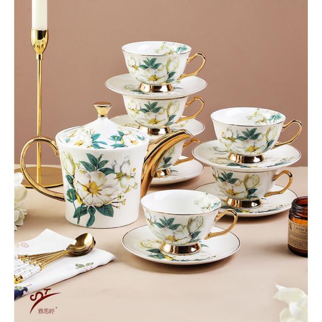 ティー・コーヒーカップセット カップ＆ソーサー6客セット ．陶磁器ティーセット