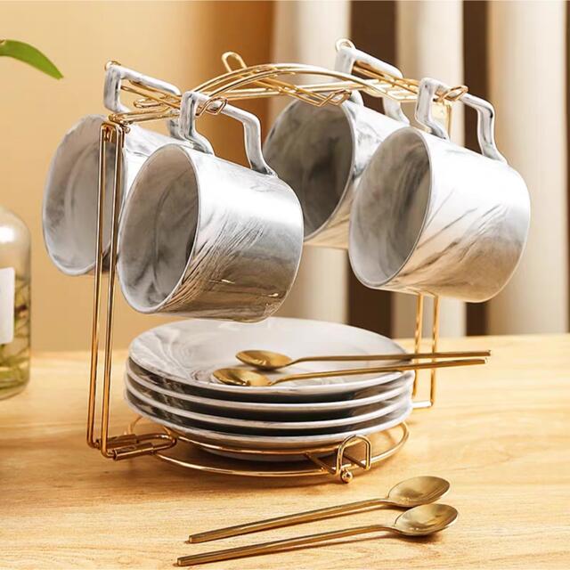 ティー・コーヒーカップセット カップ＆ソーサー4客セット ．陶磁器ティーセット