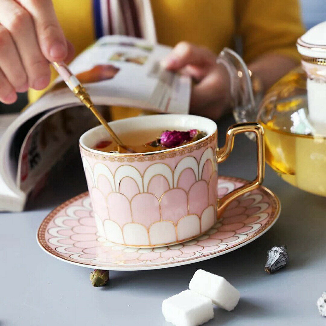 ティー・コーヒーカップセット カップ＆ソーサー6客セット ．陶磁器ティーセット S...