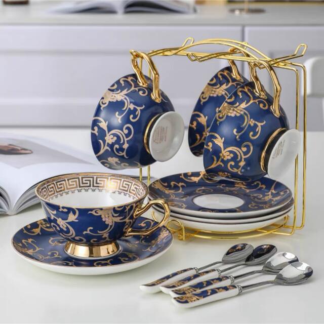 ティー・コーヒーカップセット カップ＆ソーサー4客セット ．陶磁器ティーセット