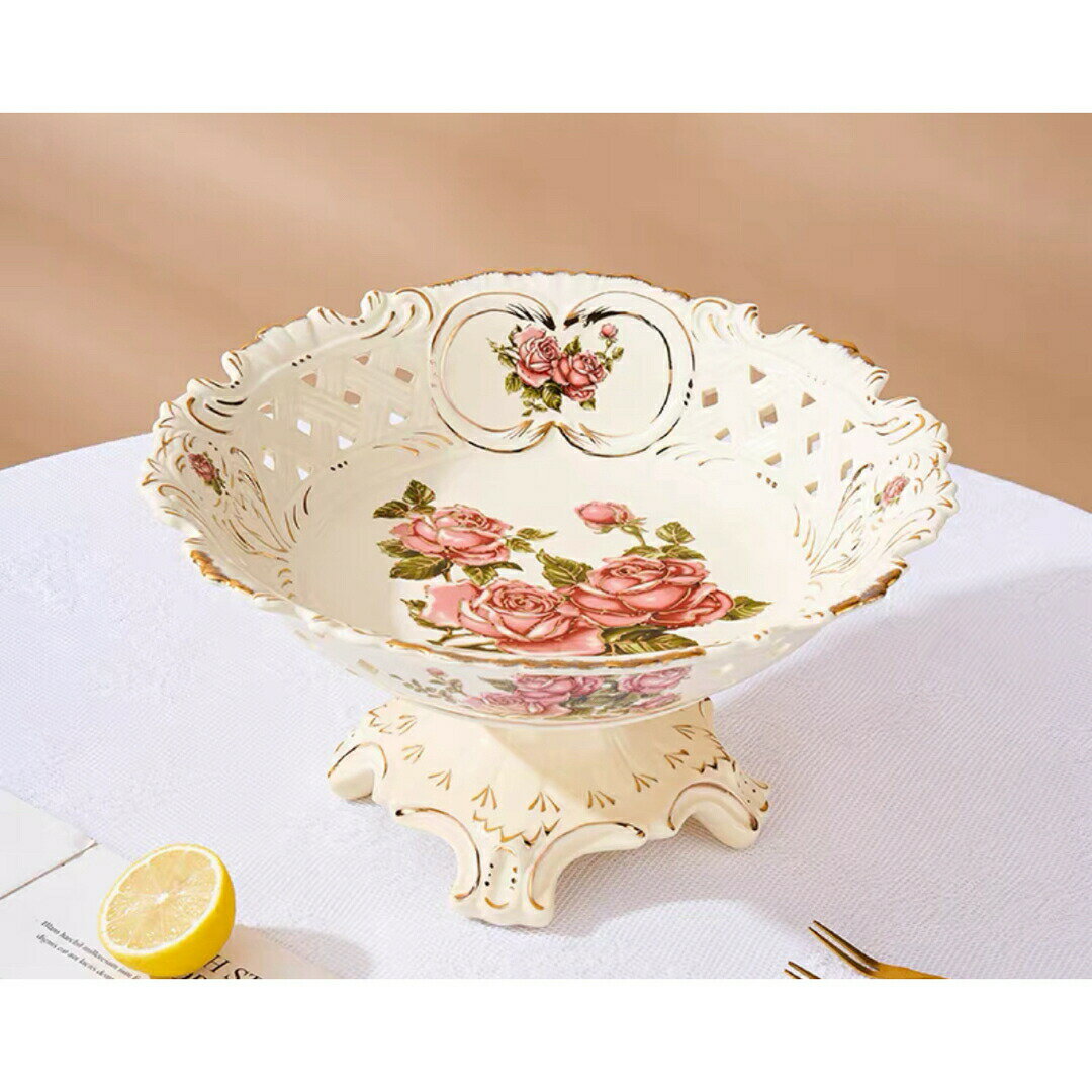 高級果物皿　盛り皿 お菓子皿、フルーツプレート 花柄豪華〜果物カゴ お菓子鉢