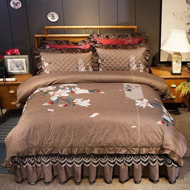 高級ワイドダブル ベッド用品4点セット ．寝具 ボックスシーツ．枕カバー掛け布団カバー ベッドカバー 別サイズあり