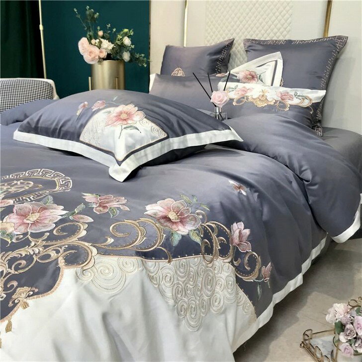 高級ワイドダブル ベッド用品4点セット 寝具 ボックスシーツ 枕カバー掛け布団カバー ベッドカバー