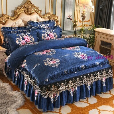 高級ワイドダブル ベッド用品4点セット 寝具 ボックスシーツ　枕カバー掛け布団カバー ベッドカバー