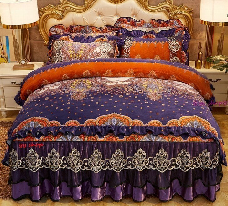 高級ワイドダブル ベッド用品4点セット 寝具 ボックスシーツ　枕カバー掛け布団カバー ベッドカバー