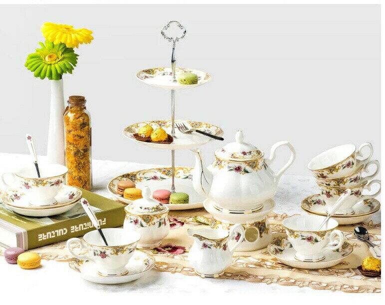 ティーカップ＆ソーサー 4客セット 花柄 陶器