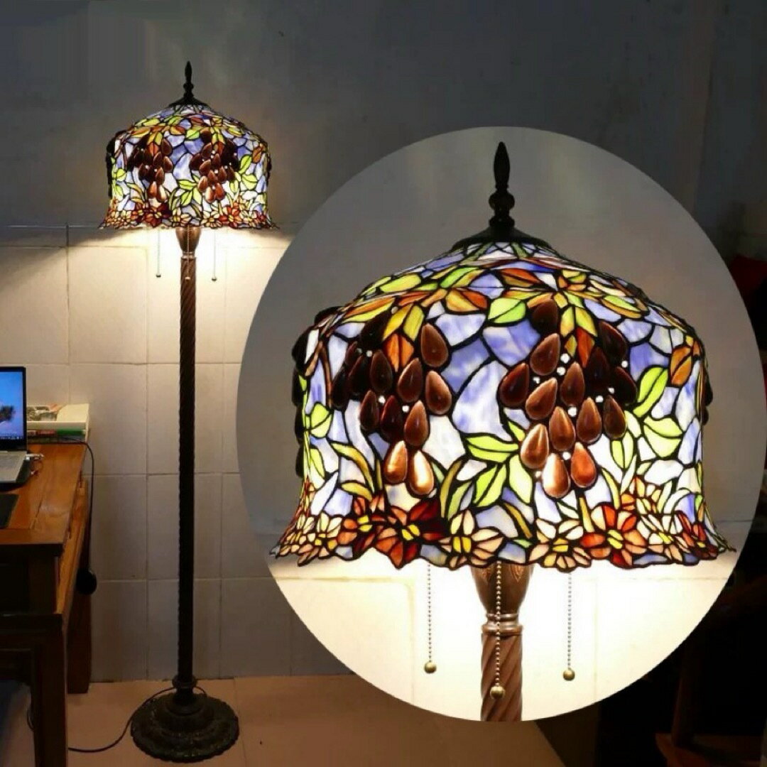 上品ステンドグラスフロアライト 照明器具豪華ステンドグラスランプ ガラス工芸品