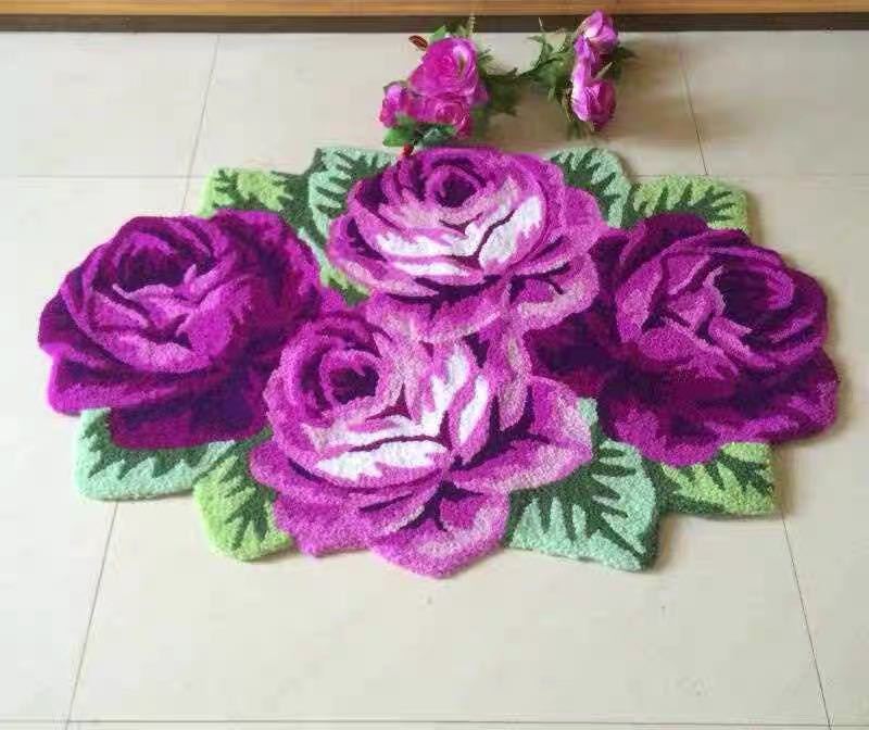 リビングマット 玄関マット．カーペット．お風呂マット．110x70薔薇