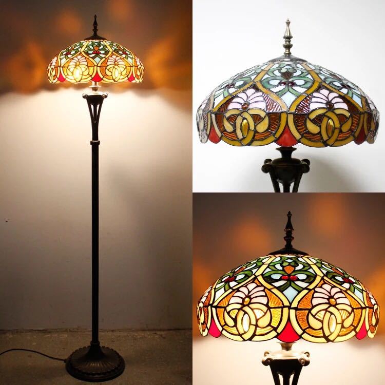 ステンドグラスフロアライト ．間接照明 フロアスタンド 照明器具豪華ステンドグラスランプ ガラス工芸品