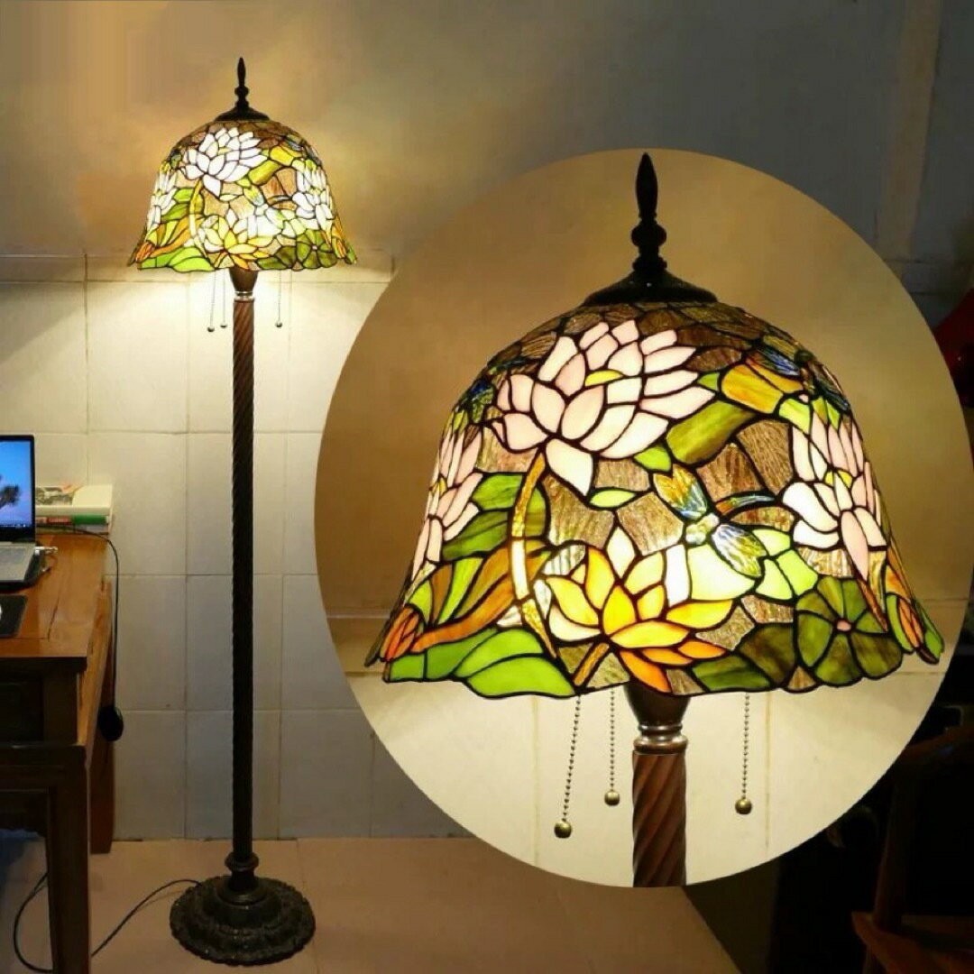 上品ステンドグラスフロアライト 照明器具 豪華ステンドグラスランプ ガラス工芸品