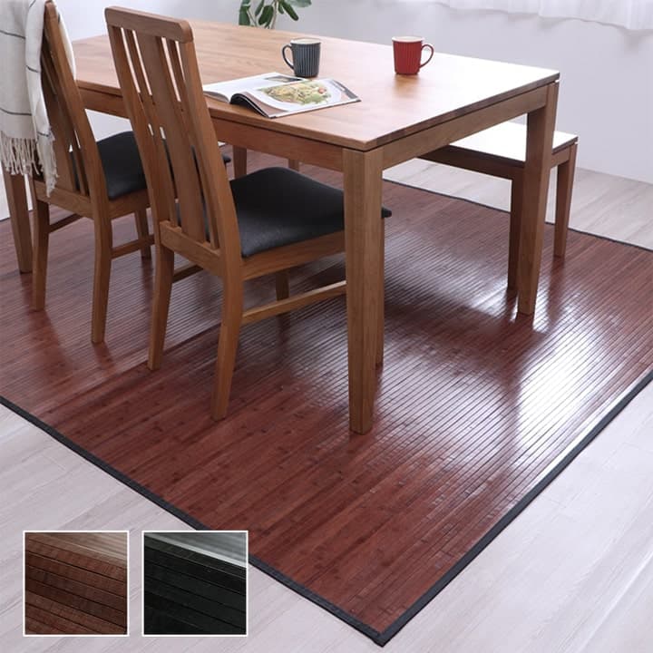 竹 ラグ カーペット 無地 糸なしタイプ 自然素材 丈夫 ひんやり 約250×250cm(3)