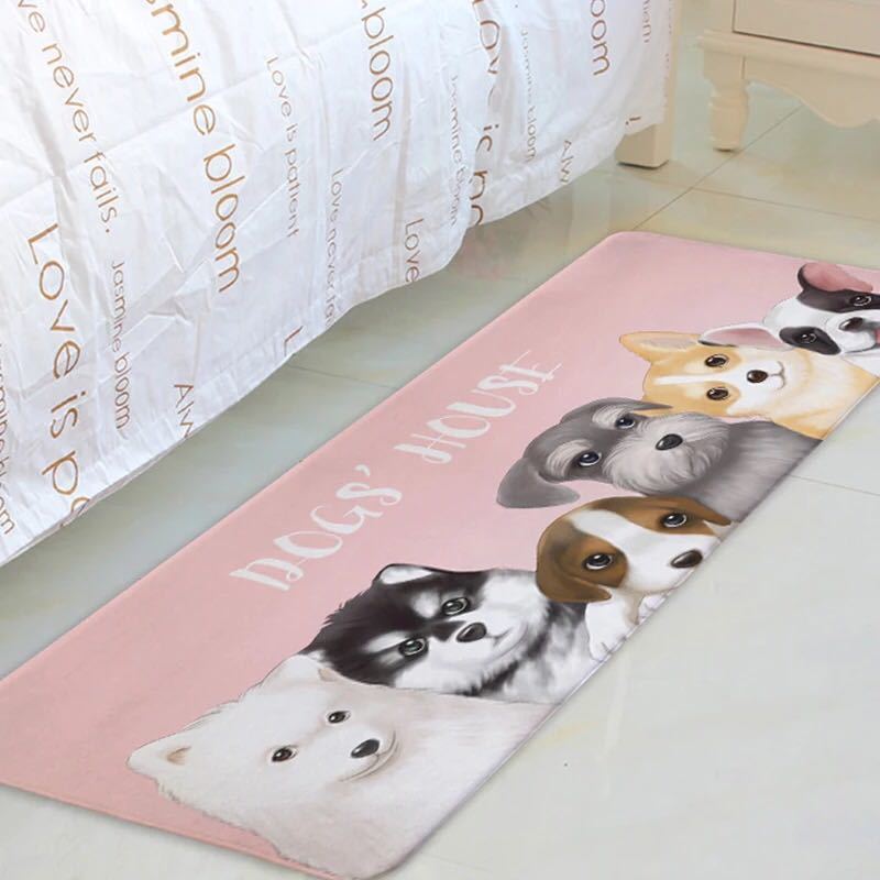 リビングマット．玄関マット．カーペット お風呂マット 犬柄 50x120cm