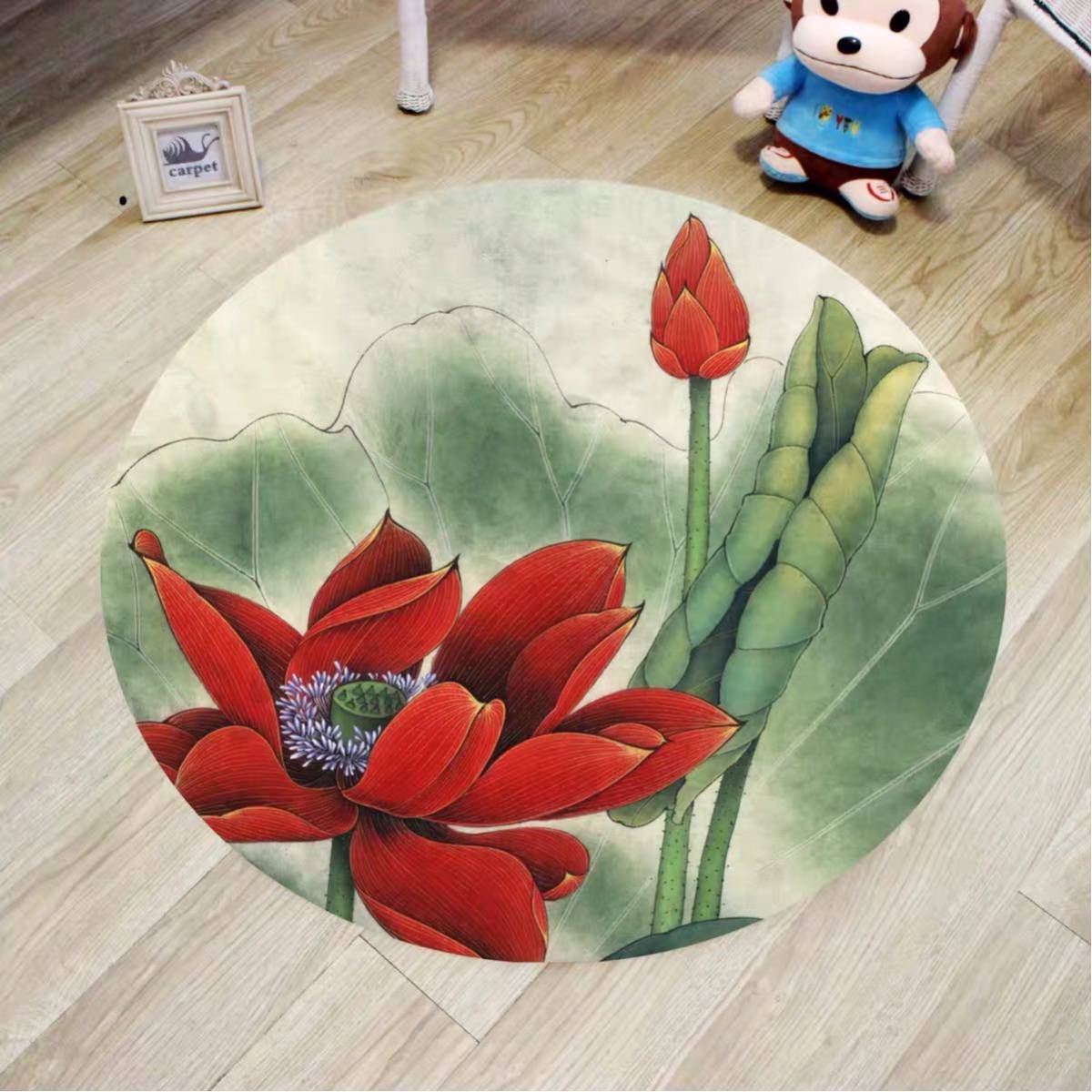 玄関マット カーペット ラグマット 滑り止め 80c花柄