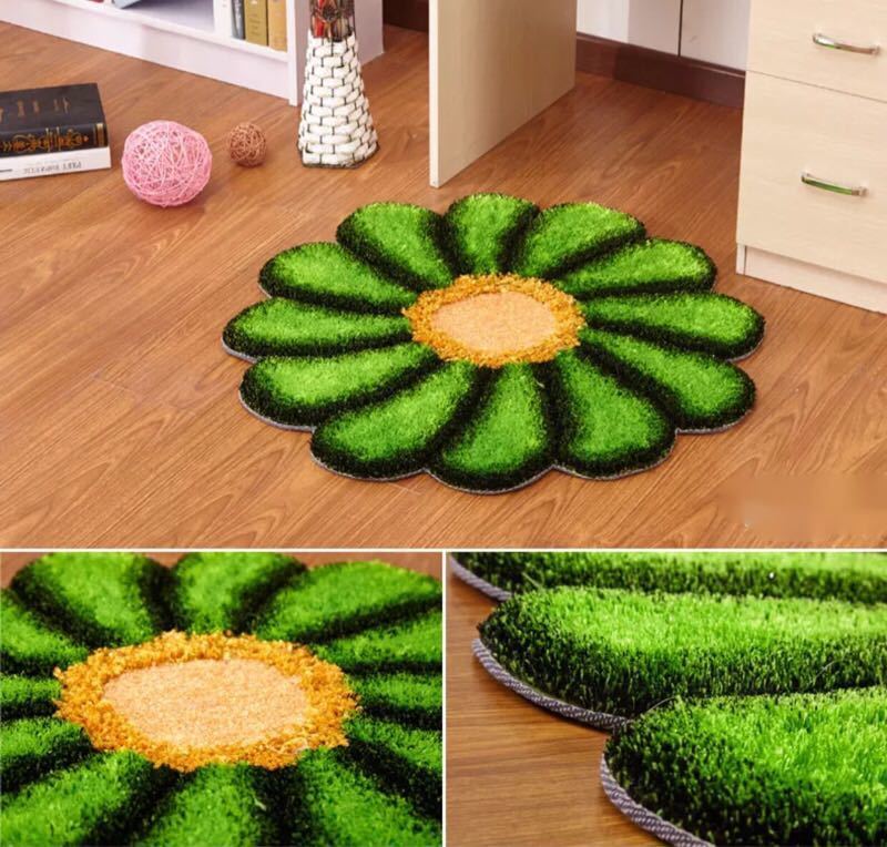 玄関マット カーペット ラグマット 滑り止め 120c花柄 [2]