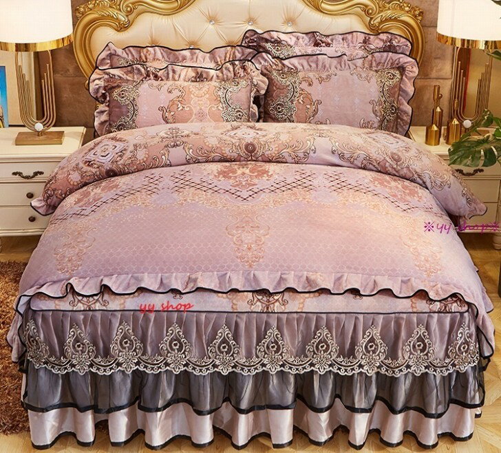 高級ワイドダブル ベッド用品4点セット 寝具 ボックスシーツ　枕カバー掛け布団カバー ベッドカバー