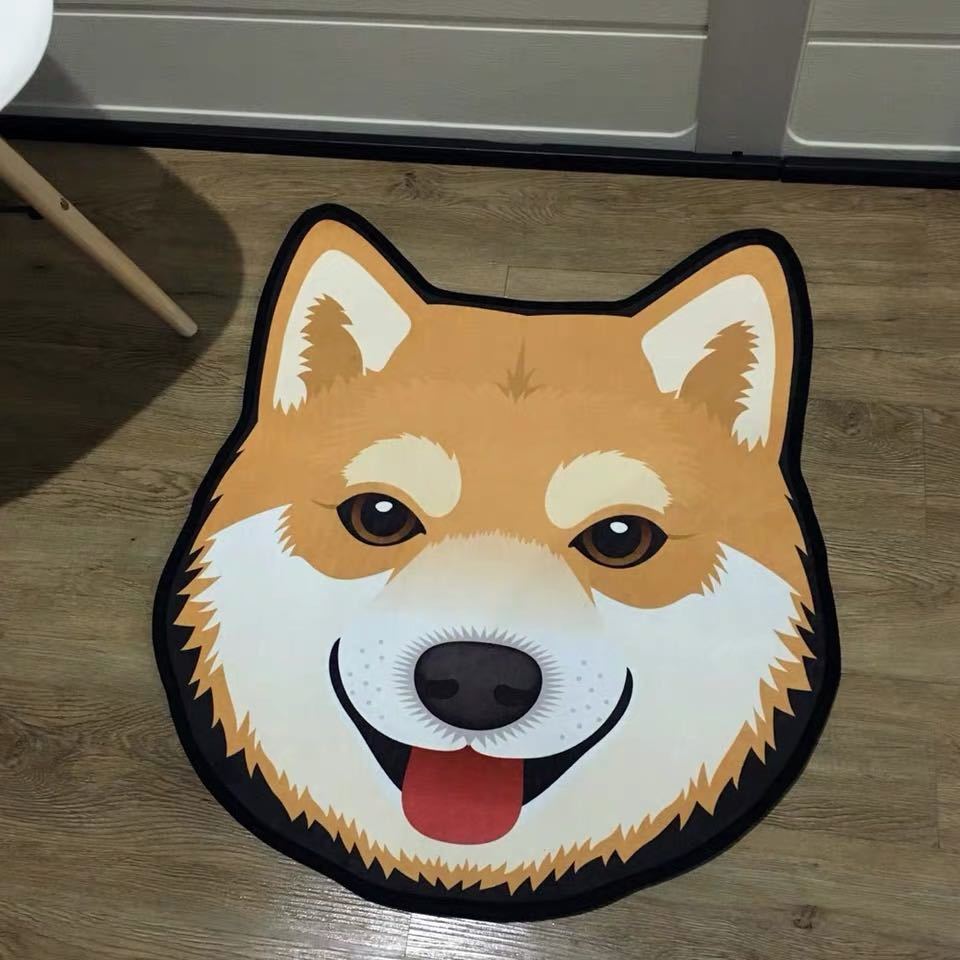 リビングマット 玄関マットカーペット．お風呂マット 犬柄 80cm．柴犬