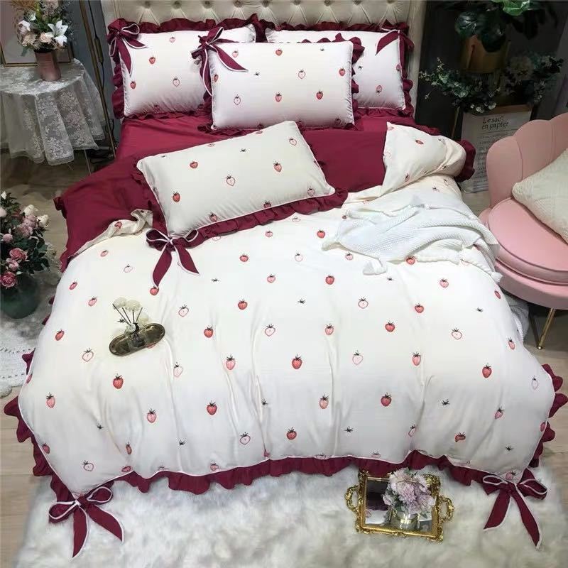 ベッド用品4点セット 寝具 ボックスシーツ　枕カバー掛け布団カバー ベッドカバー ．別サイズあり